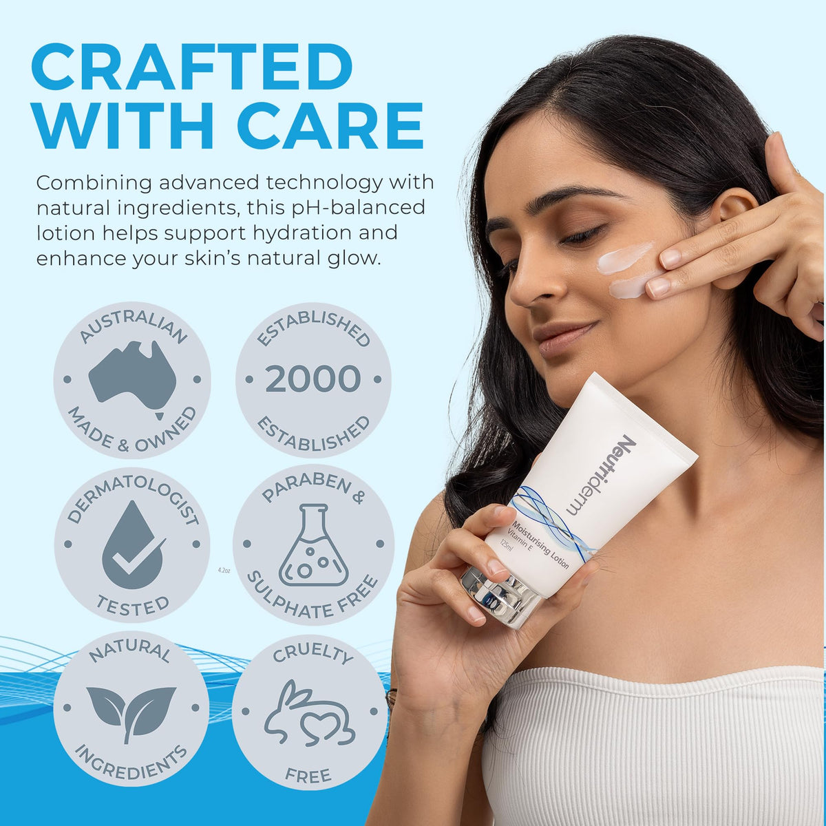 NEUTRIDERM label close-up showing ingredients and gentle formula benefit