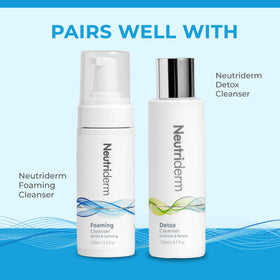 NEUTRIDERM on bathroom counter in lifestyle setting conveying daily routine benefit