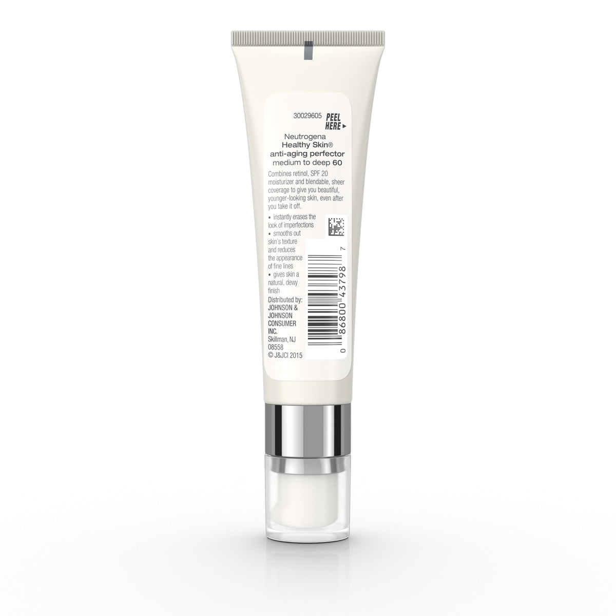 Neutrogena 1 fl oz tube next to a coin to show compact travel-friendly size for on-the-go use
