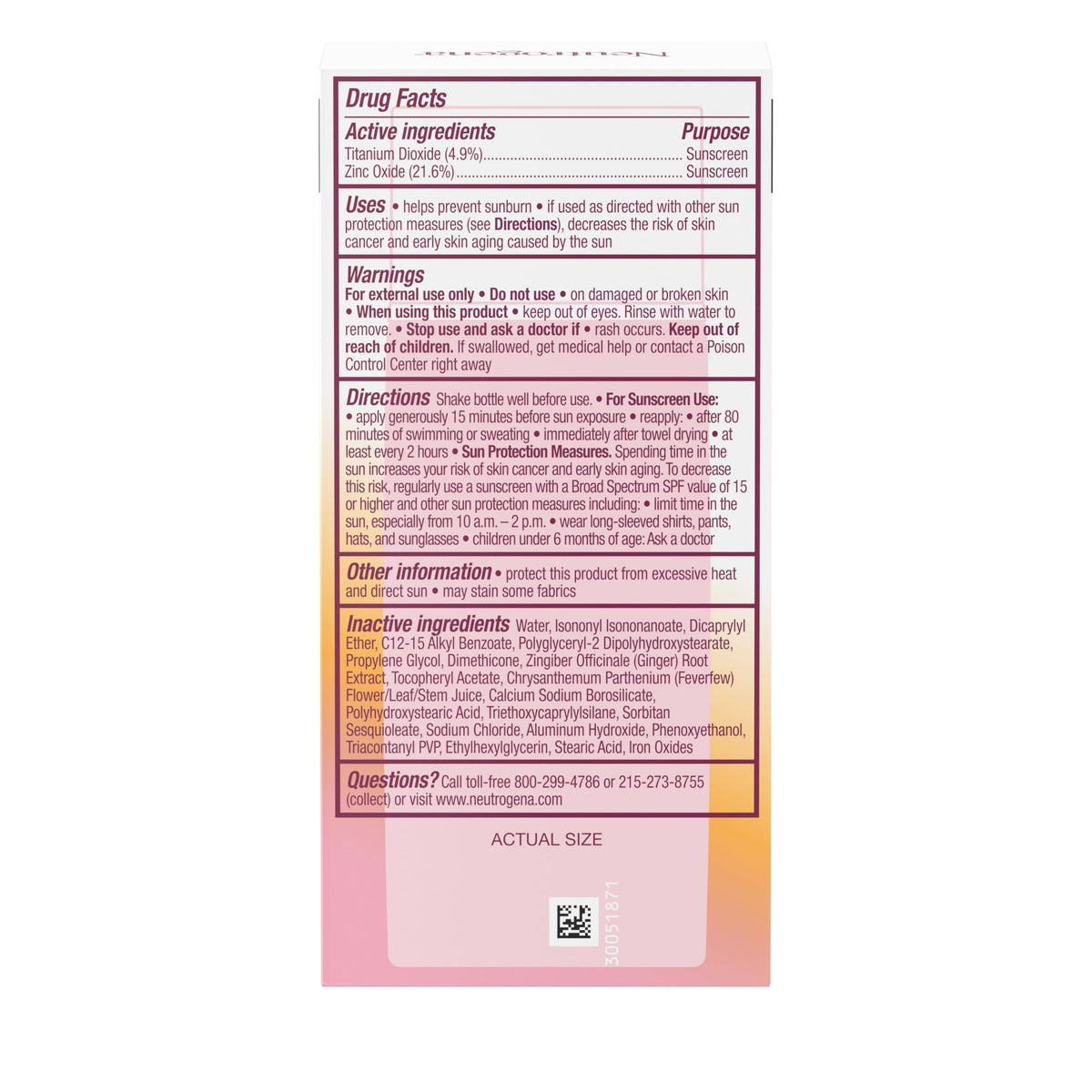 Neutrogena label detail focusing on mineral actives and antioxidant boost