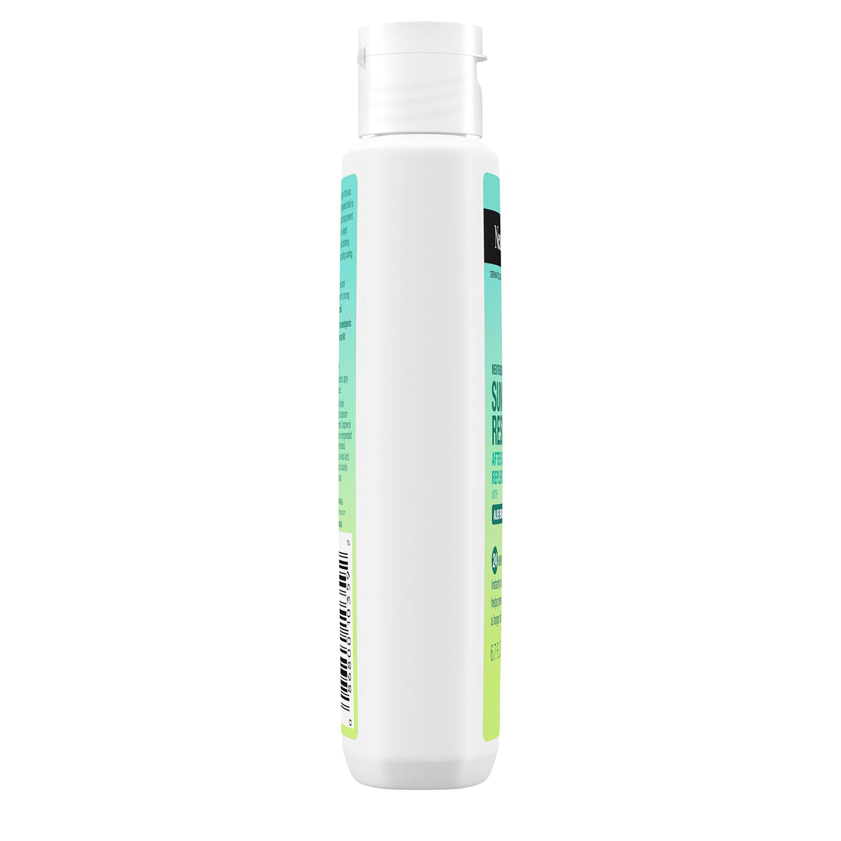 Neutrogena after-sun bottle beside aloe leaves indicating natural soothing