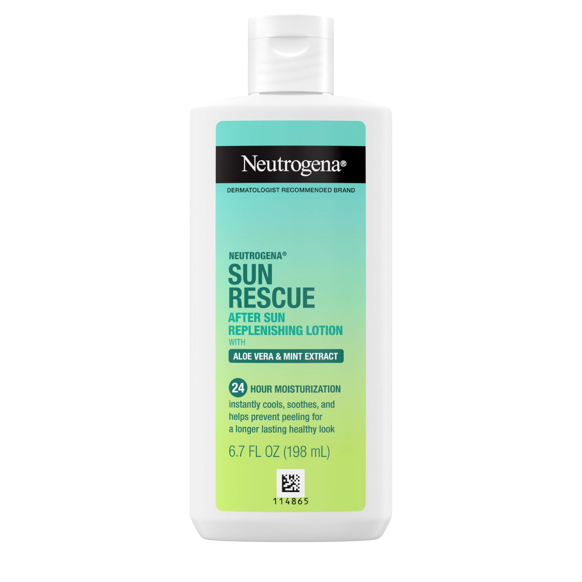 Neutrogena after-sun front packaging showing bottle and clear benefit