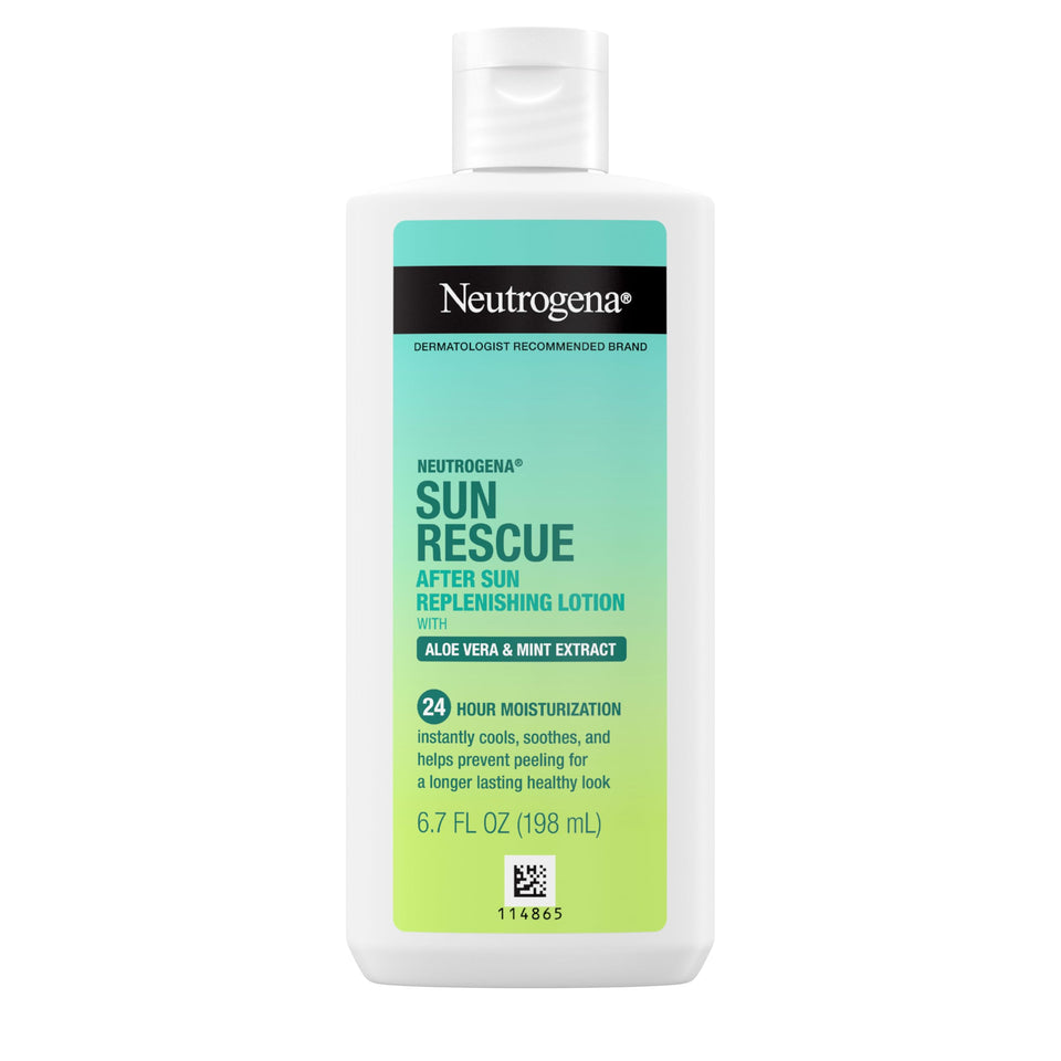 Neutrogena after-sun front packaging showing bottle and clear benefit