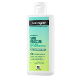 Neutrogena after-sun applied to shoulder showing visible soothing effect