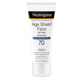 Neutrogena Age Shield applied on hand illustrating quick rub-in and non-greasy finish