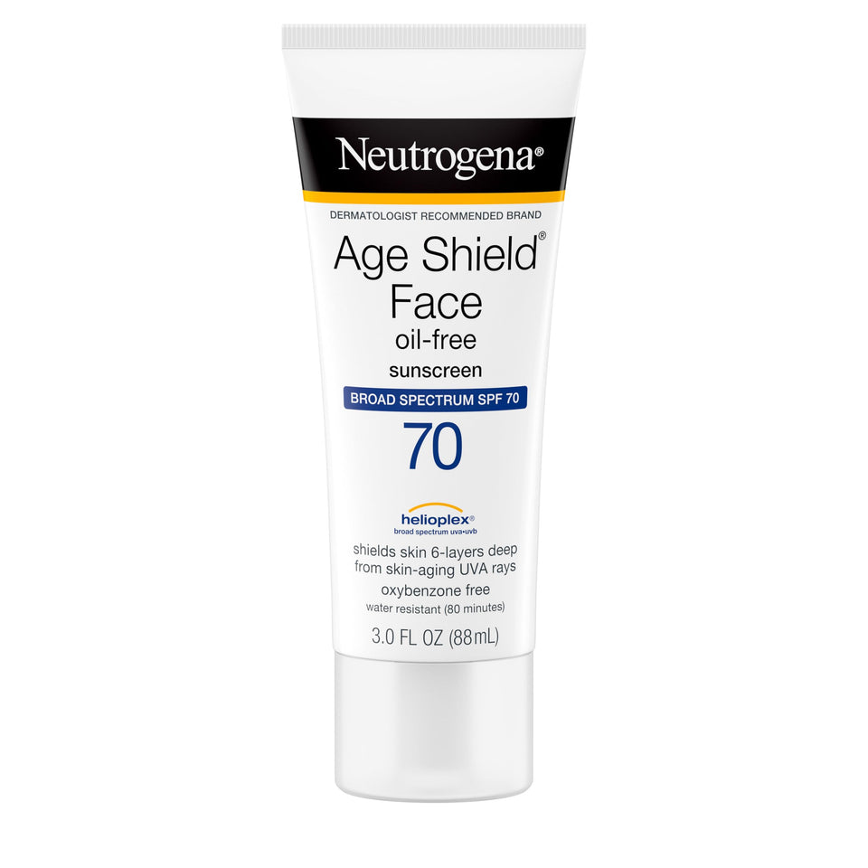 Neutrogena Age Shield front packaging shows SPF 70 and benefits