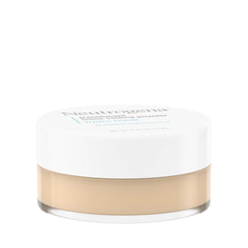 Neutrogena powder being applied with brush for longer-lasting makeup