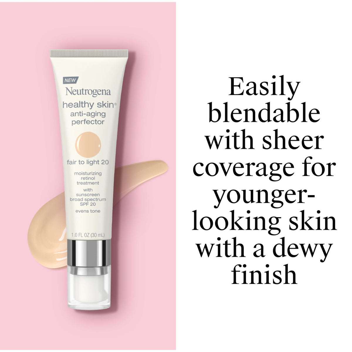 Neutrogena application on fingers demonstrating easy blend and natural finish