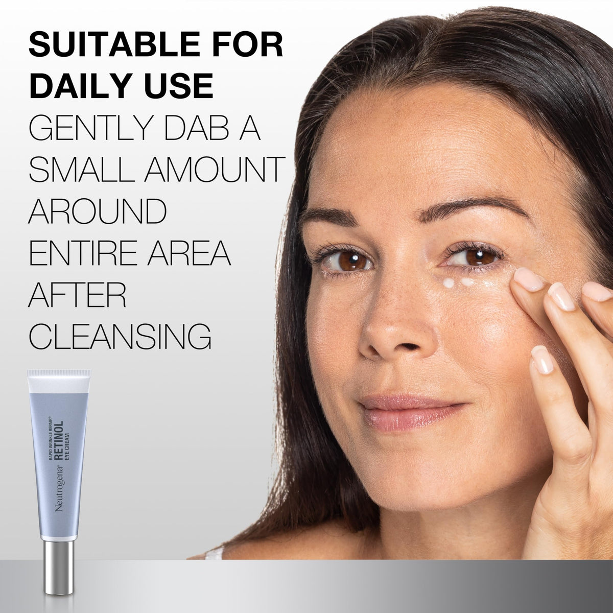 neutrogena finger application demonstrating small pea-sized amount and easy spread