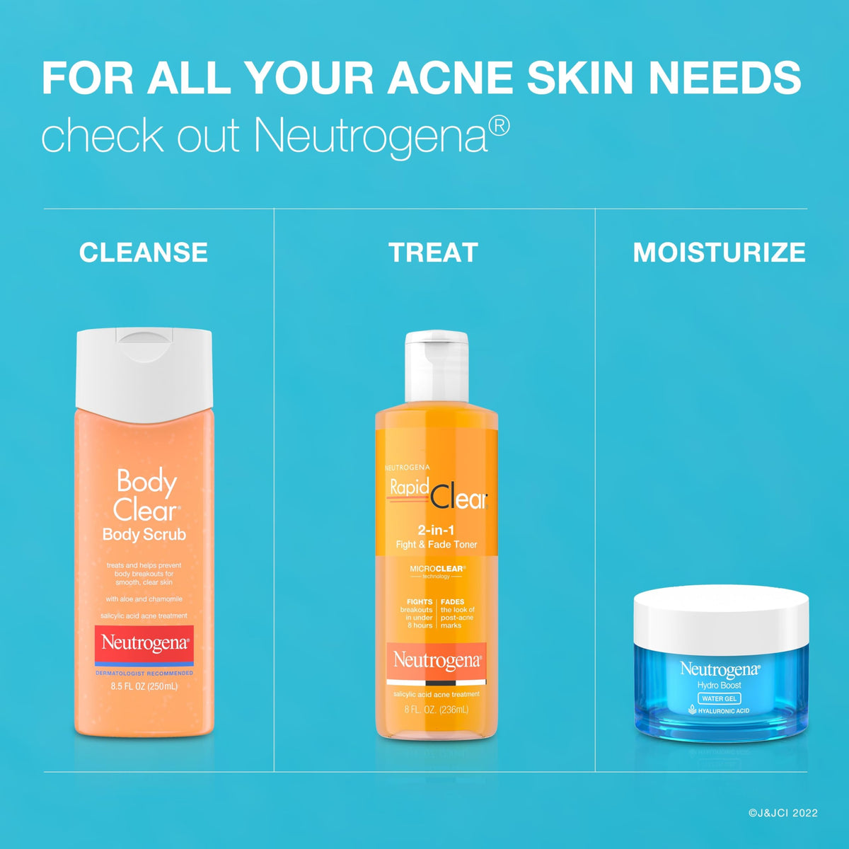 neutrogena illustrated application on back and chest for targeted acne care