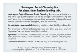 Neutrogena close-up of bar texture and gentle lather, shows mild cleansing
