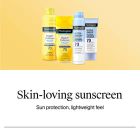 Neutrogena label close-up highlighting broad spectrum and Helioplex benefit