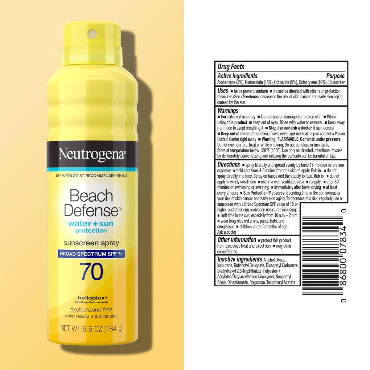 Neutrogena bottle on towel poolside showing water-resistant benefit