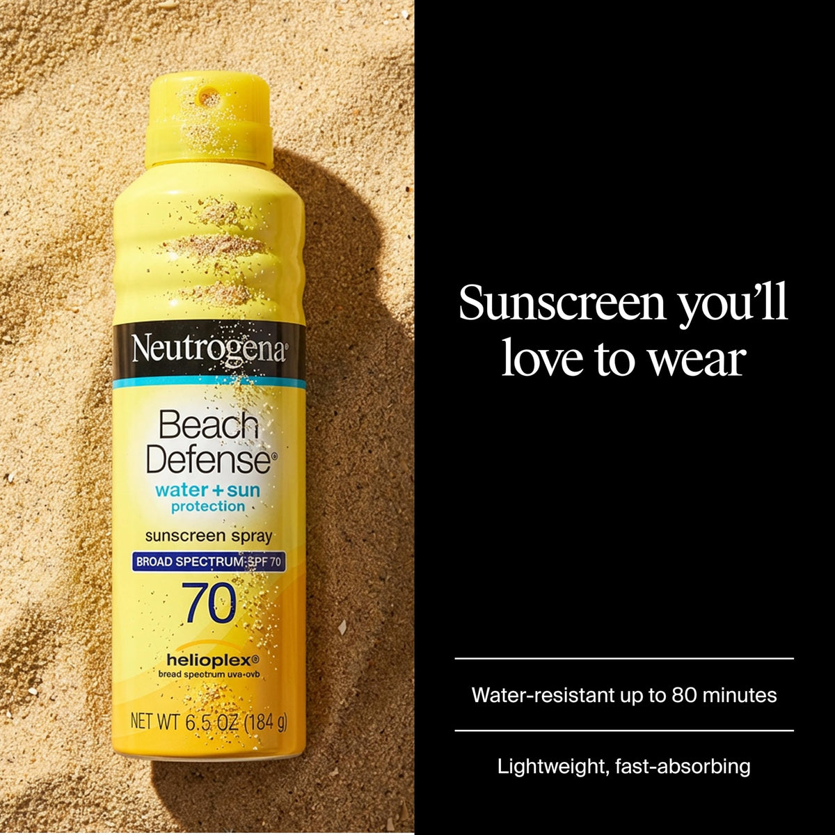 Neutrogena spray action mist demonstrating quick application and even coverage