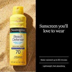 Neutrogena spray action mist demonstrating quick application and even coverage