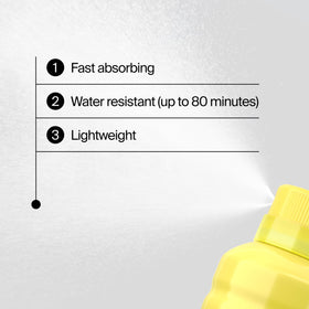 Neutrogena spray in use on arm demonstrating quick coverage