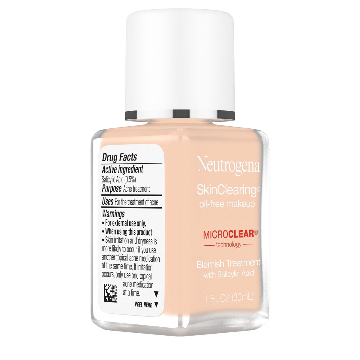Neutrogena before and after simulated skin illustrating blemish-covering effect