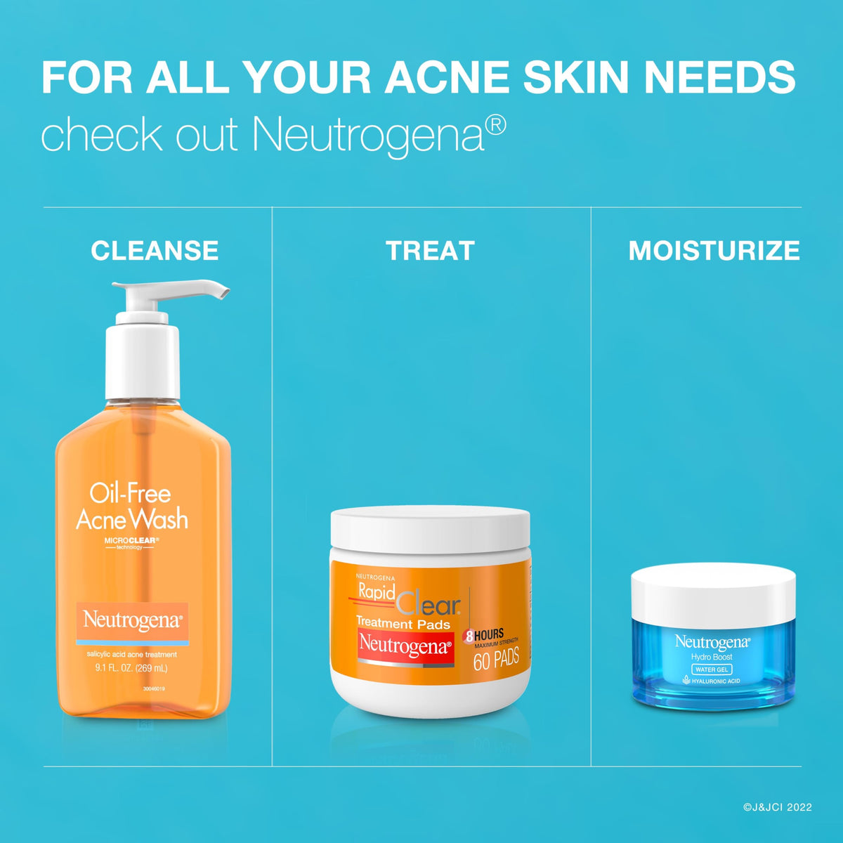 Neutrogena lifestyle shot before and after showing reduced redness benefit