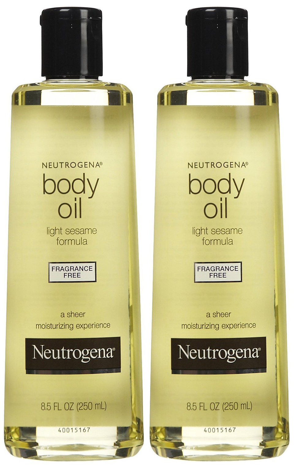 Neutrogena body oil front bottle showing label and size for quick selection