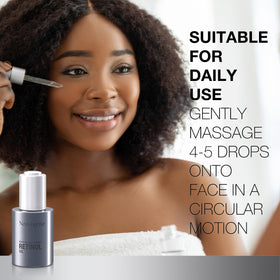 Neutrogena glass bottle beside outer box to show product presentation and volume