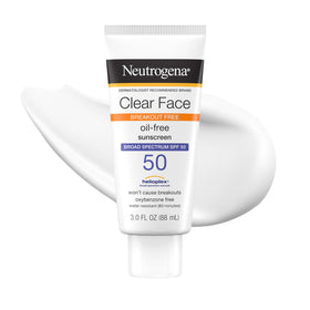 Neutrogena clear face front packaging shows SPF 50 protection and lightweight benefits