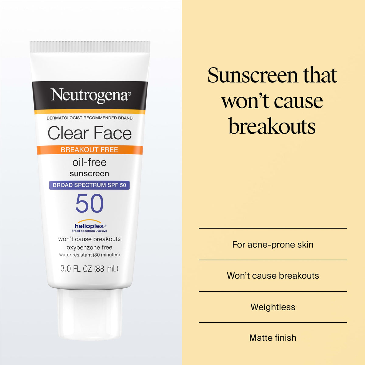 Neutrogena clear face open cap dispensing lotion illustrating easy application and control