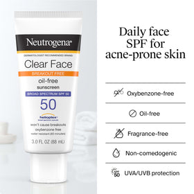 Neutrogena clear face beside a credit card for size comparison highlighting travel-friendly 3 fl oz