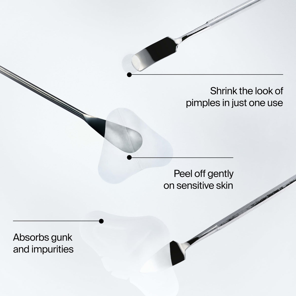 Neutrogena close-up of clear hydrocolloid patches highlighting thin texture benefit