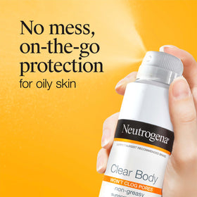 neutrogena spray texture on skin demonstrating invisible, lightweight finish