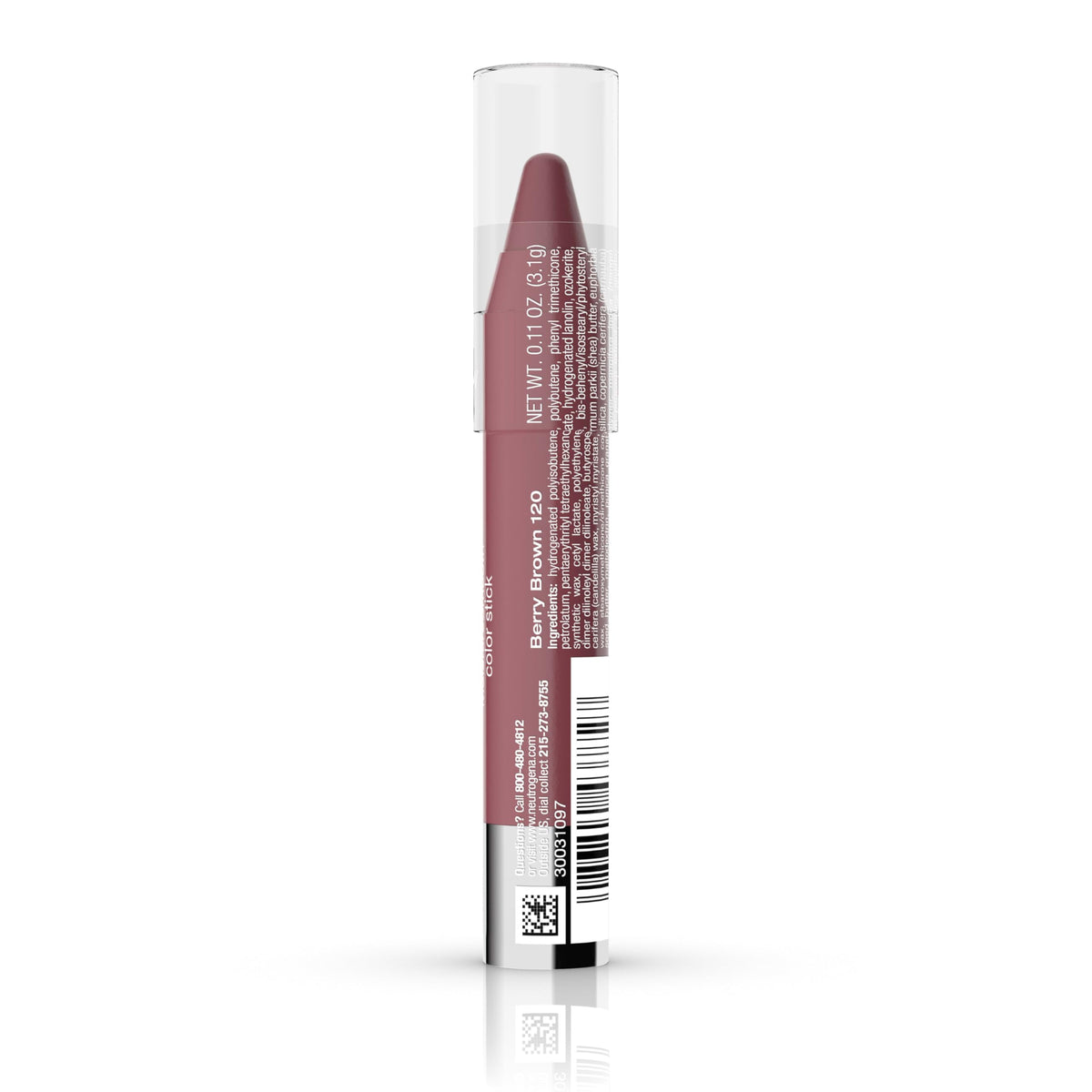 Neutrogena color stick applied on lips illustrating hydrated natural tint