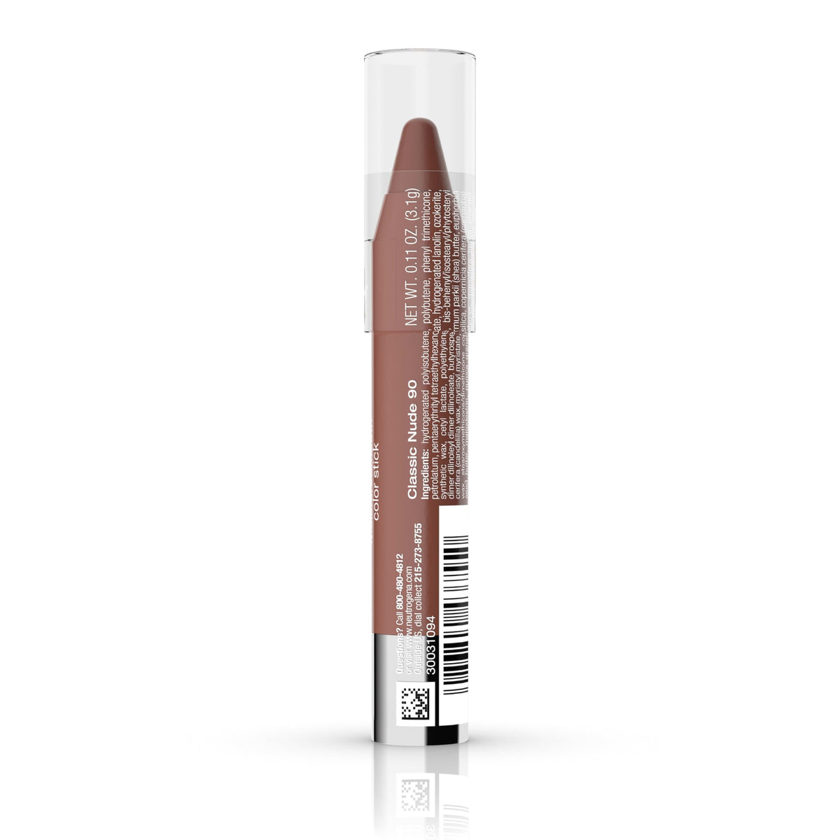 Neutrogena color stick next to common items showing compact size and travel convenience benefit