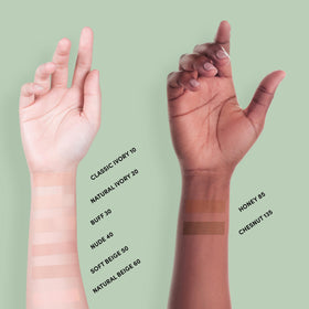 Neutrogena swatch of Honey 85 on arm displaying natural warm coverage benefit