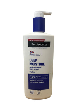 neutrogena bottle front view showing label and 400ml size benefit fast hydration