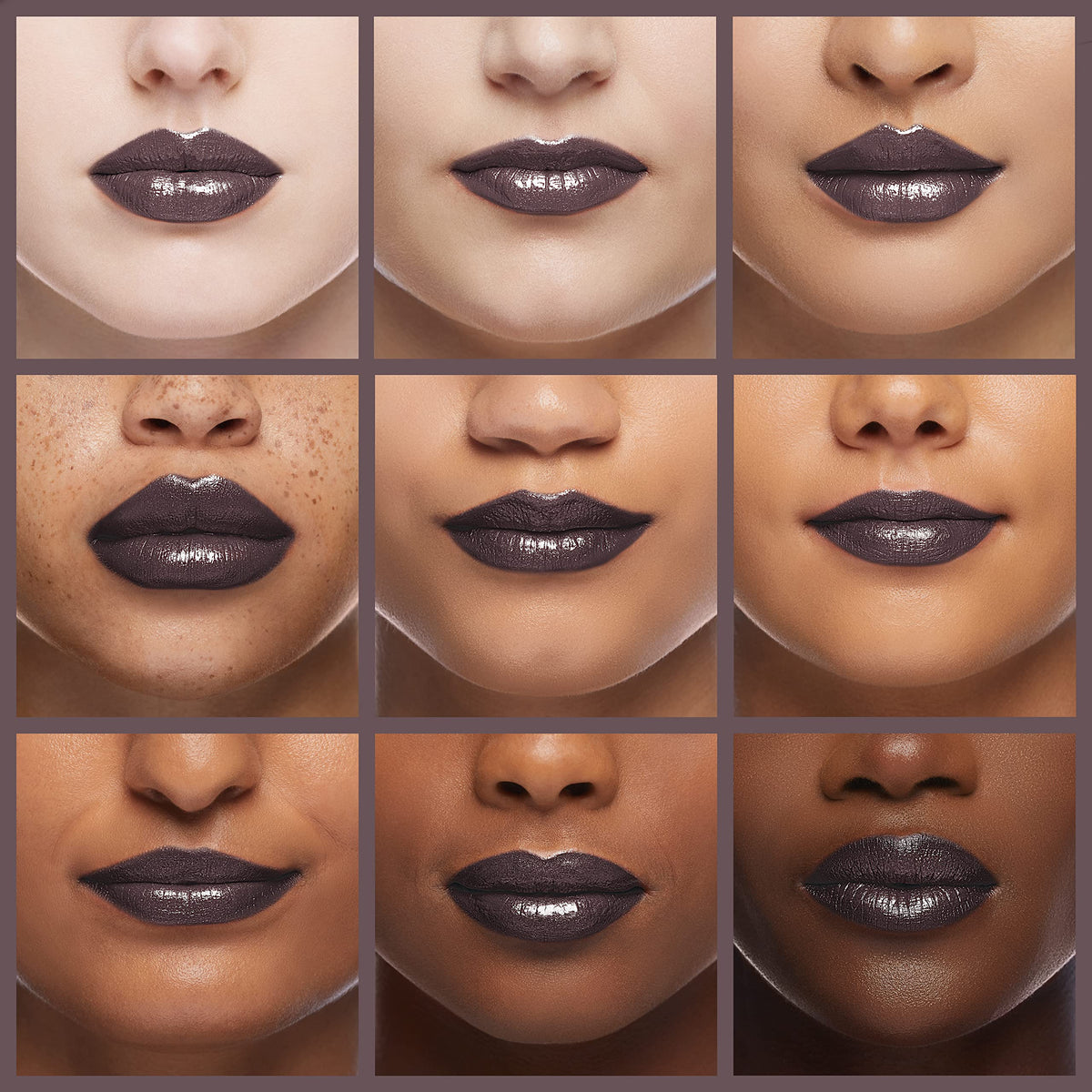 Neutrogena Deep Plum on lips closeup demonstrating rich plum color and smooth hydration