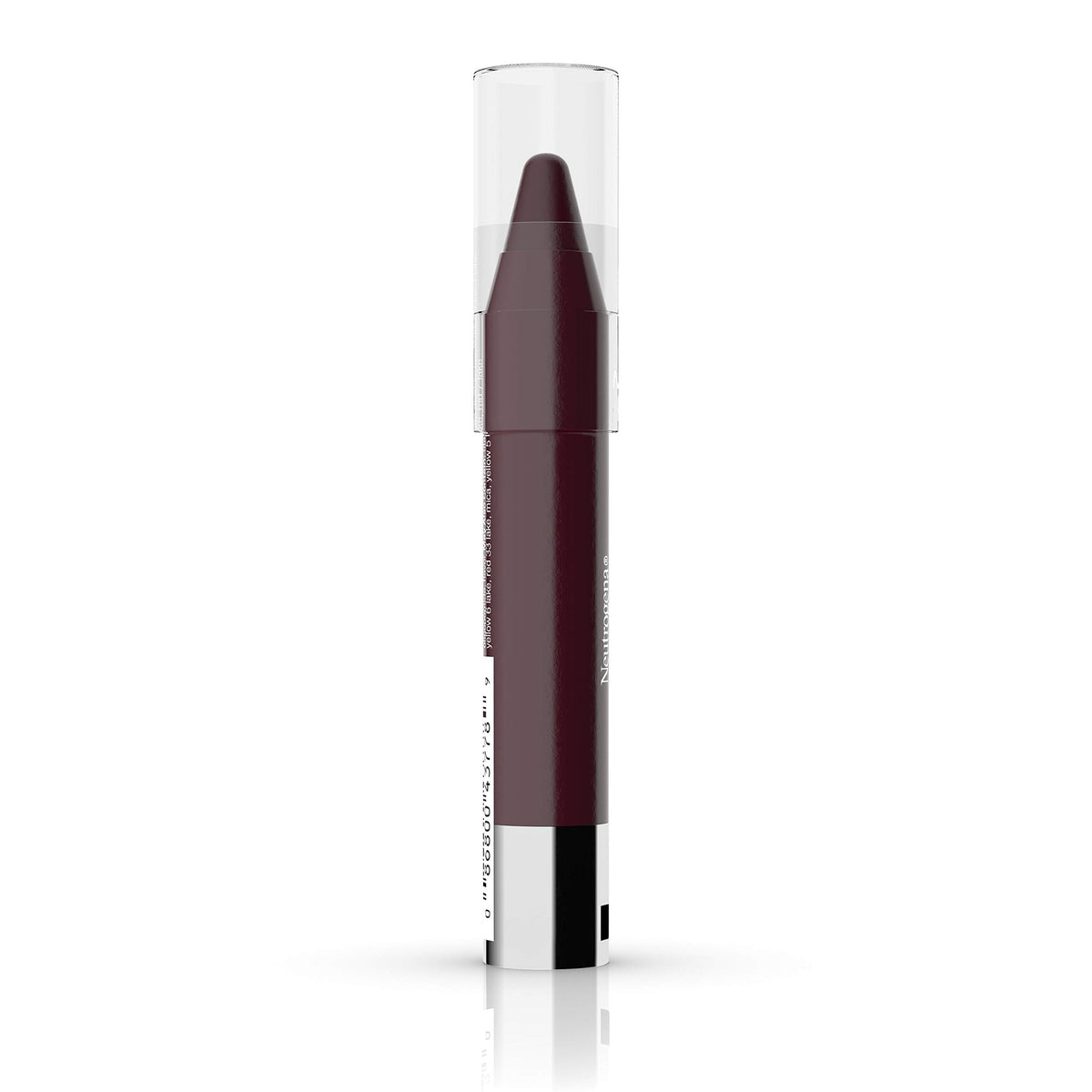Neutrogena Deep Plum open cap angle showing balm tip and glide-ready formulation benefits