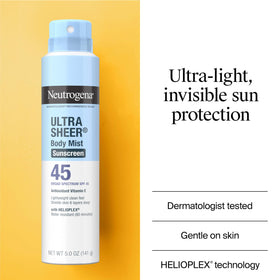 Neutrogena mist texture on skin showing fast-absorbing dry-touch benefit