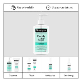 Neutrogena bottle on bathroom shelf beside towel, integrates into daily routine benefit