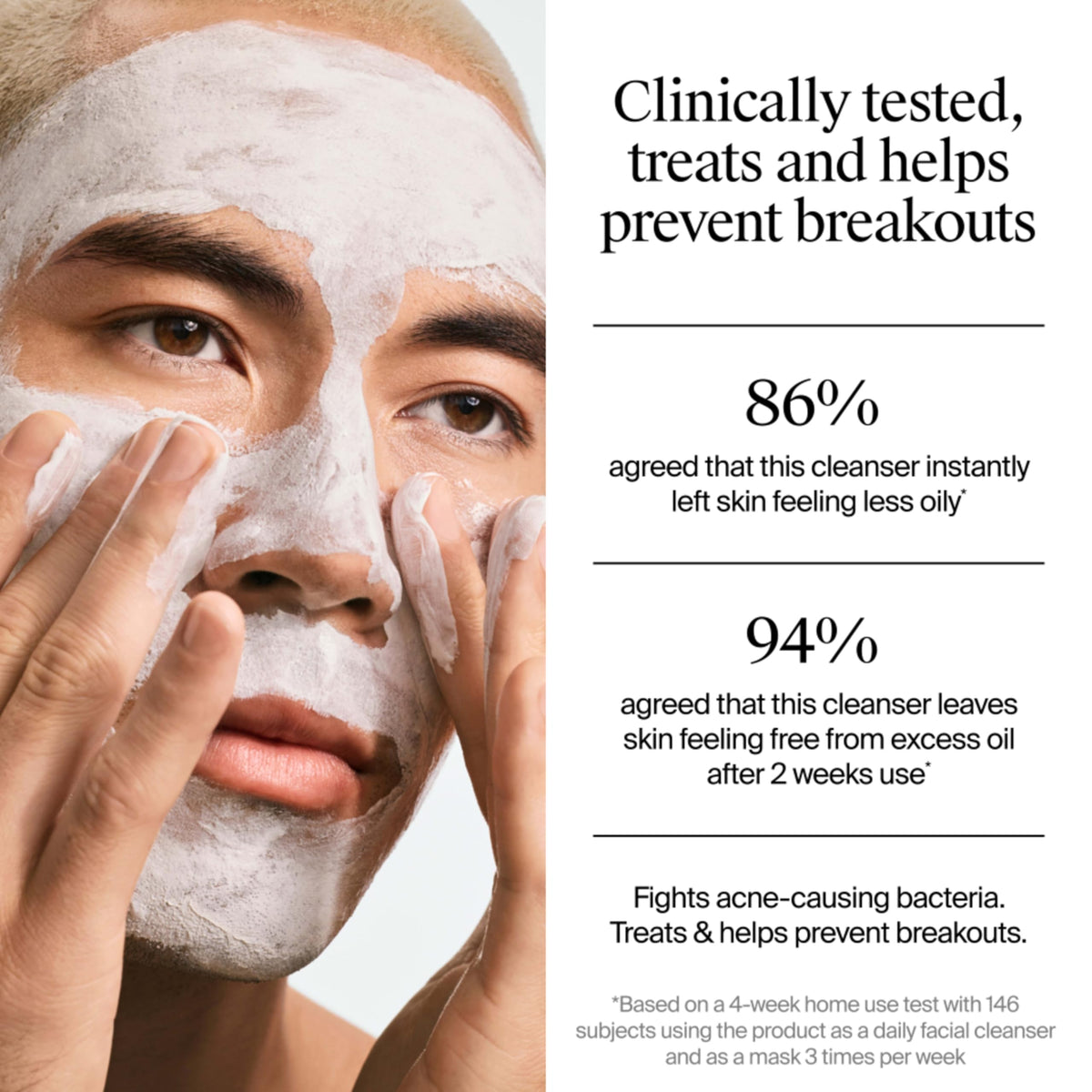 Neutrogena mask applied to face demonstrating coverage and easy application
