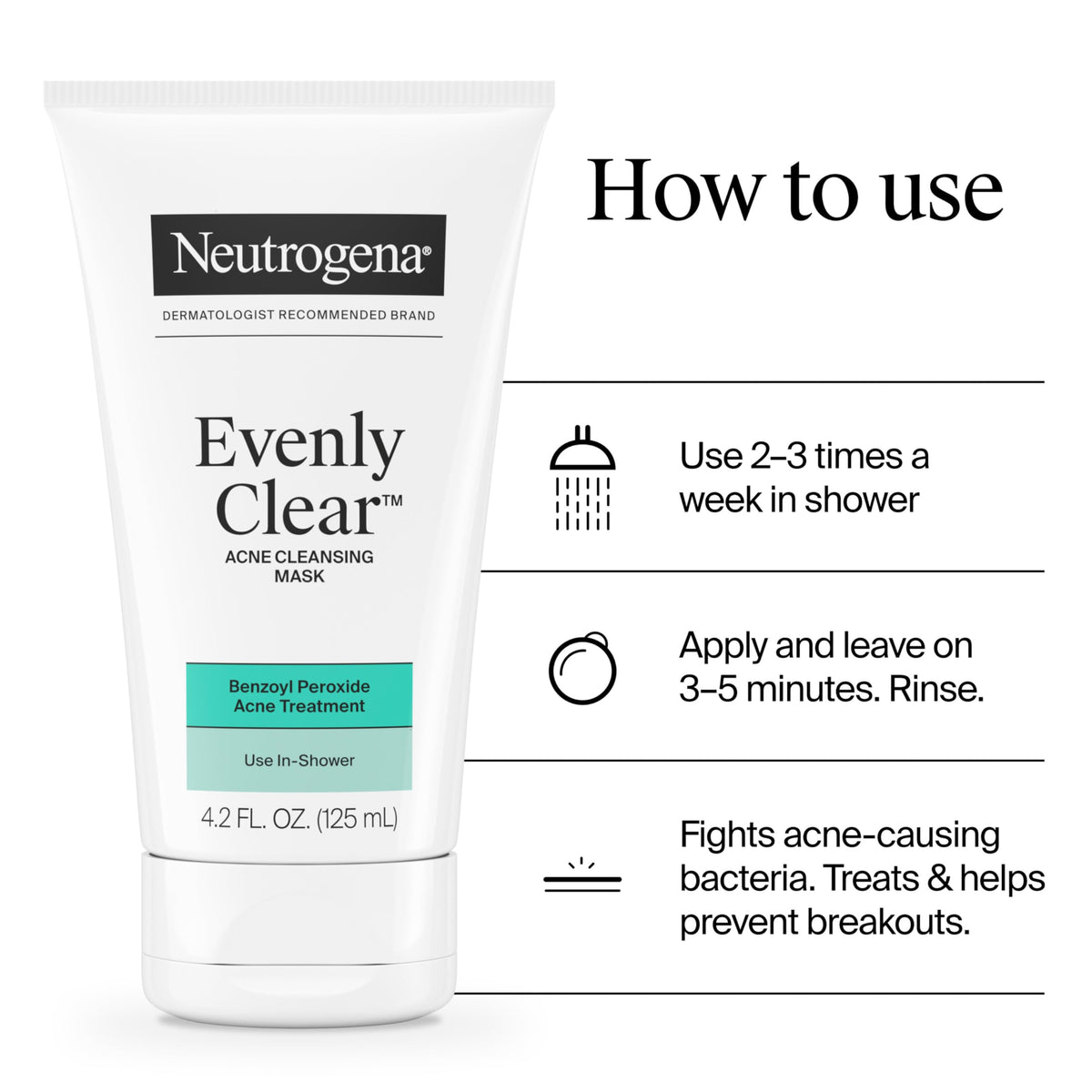 Neutrogena label close-up displaying active 3.5% benzoyl peroxide ingredient