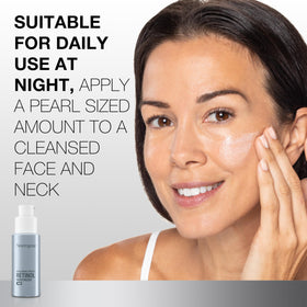 neutrogena applying cream to face and neck demonstrating gentle use