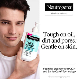 Neutrogena foam texture in palm illustrating mild cleansing action
