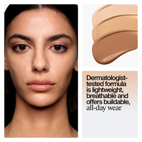 Neutrogena foundation 1 fl oz bottle next to ruler for compact size comparison