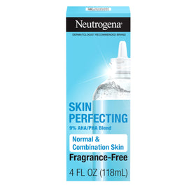 Neutrogena bottle front view showing sleek packaging and clear exfoliant benefit