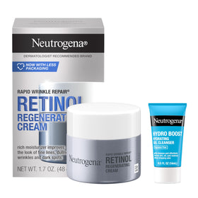 Neutrogena jar and cleanser showing product bundle and convenient sizes