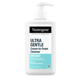 Neutrogena front packaging showing 12 fl oz bottle and clear labeling, promising gentle cleansing