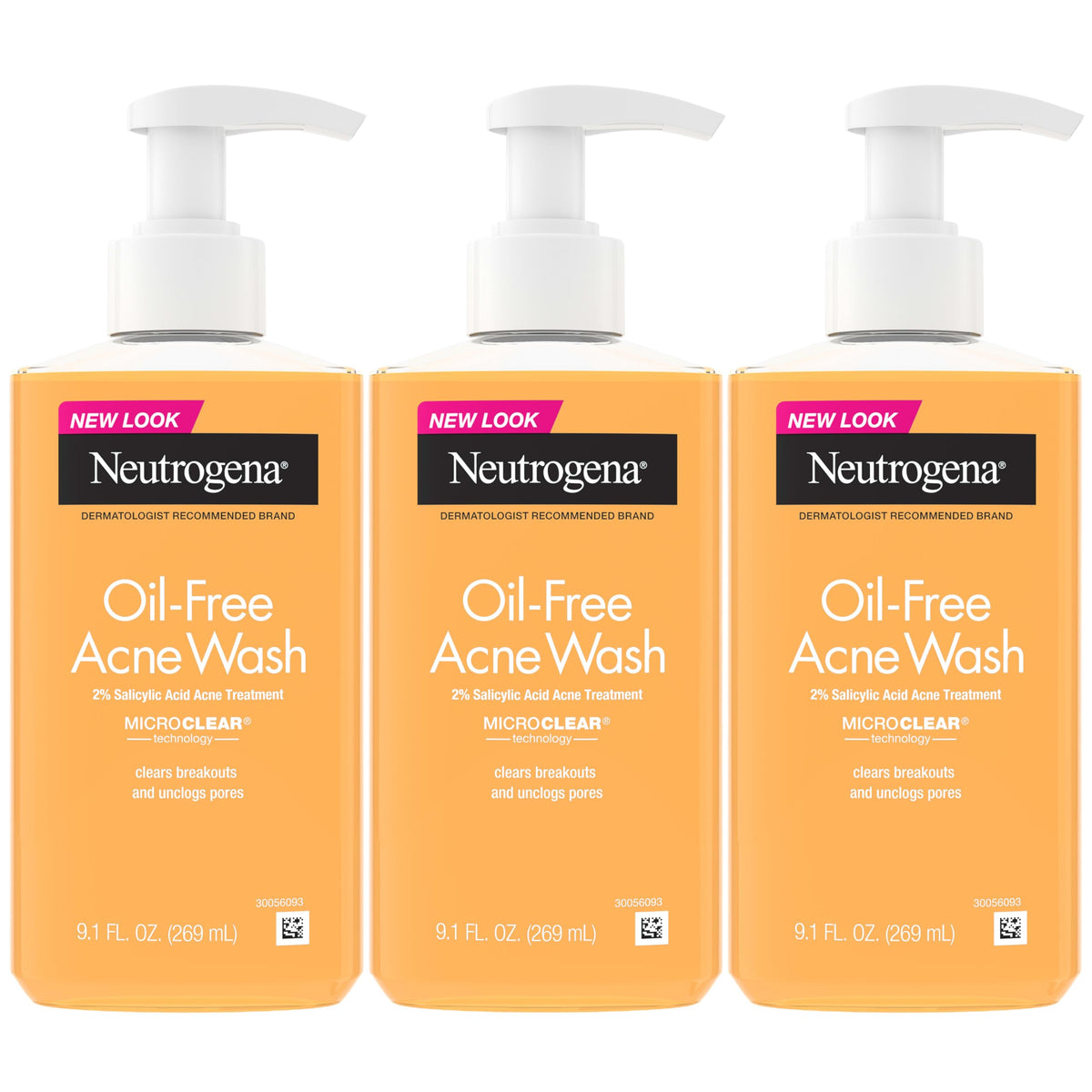 Neutrogena front packaging showing pump bottle and clear acne wash benefits