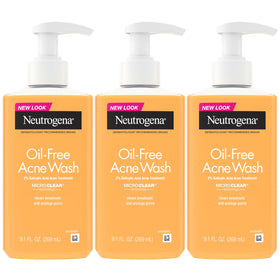 Neutrogena front packaging showing pump bottle and clear acne wash benefits