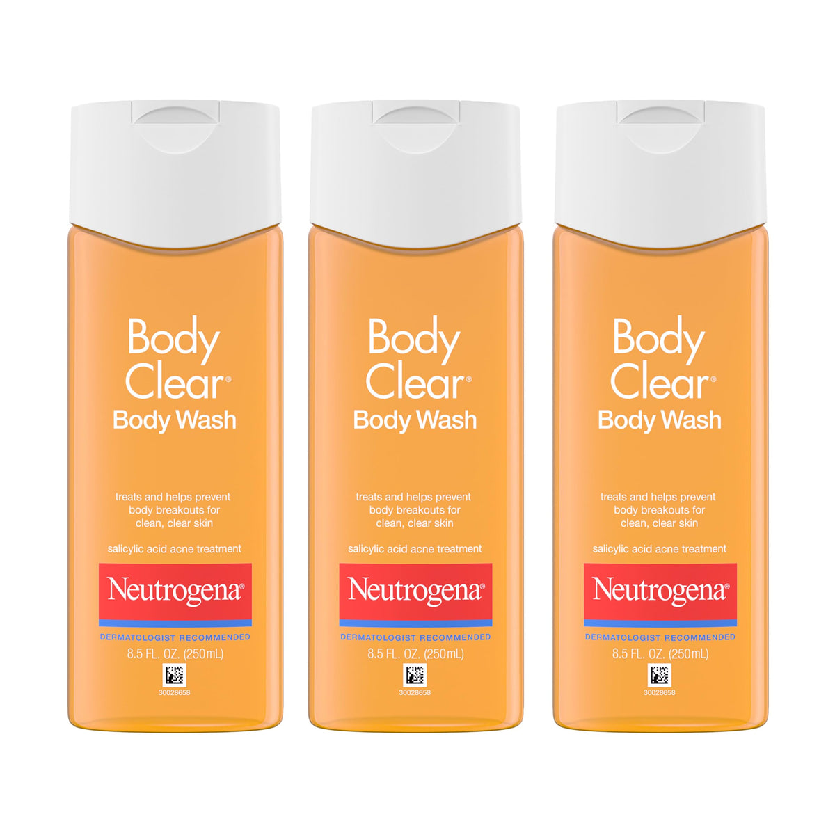 Neutrogena front packaging 3-pack showing bottles and clarity benefit