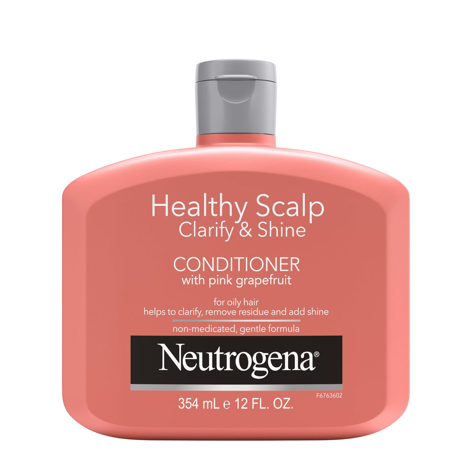 Neutrogena front packaging showing bottle and label, promotes clean scalp benefit