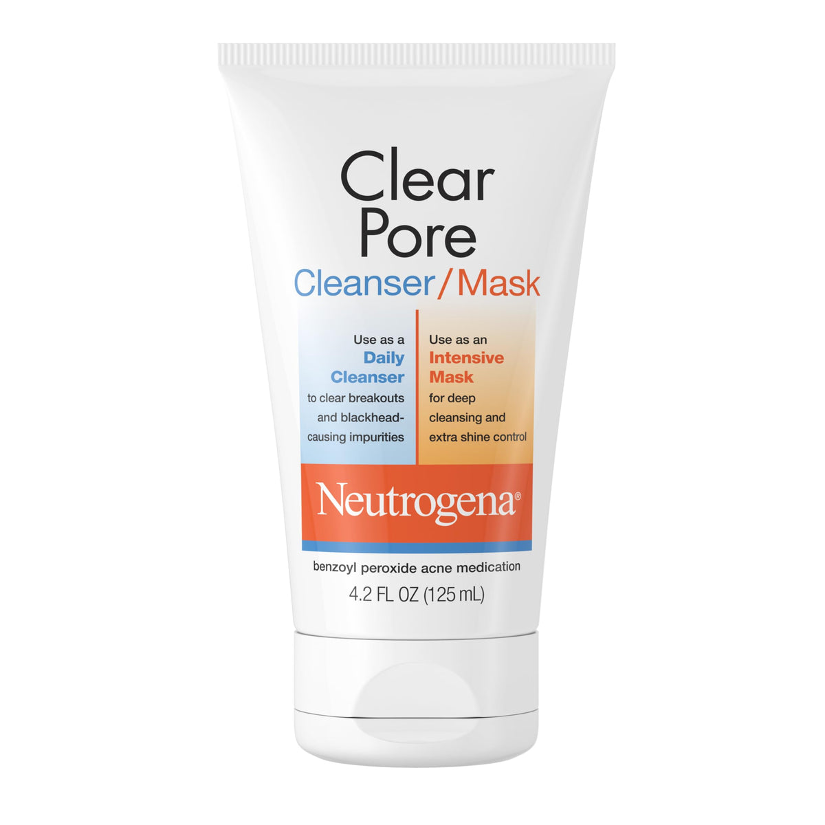 Neutrogena front packaging showing 2‑in‑1 cleanser and mask for clearer skin
